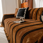 Boho Couch Throw Blanket with Textured Stripes, Sofa Cover for Living Room Decor