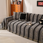 Boho Couch Throw Blanket with Textured Stripes, Sofa Cover for Living Room Decor