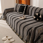 Boho Couch Throw Blanket with Textured Stripes, Sofa Cover for Living Room Decor