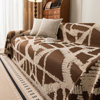 Modern Chenille Bold Abstract Pattern Sofa Cover, Artistic Decorative Furniture Cover