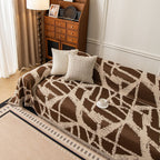 Modern Chenille Bold Abstract Pattern Sofa Cover, Artistic Decorative Furniture Cover
