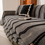 Boho Couch Throw Blanket with Textured Stripes, Sofa Cover for Living Room Decor