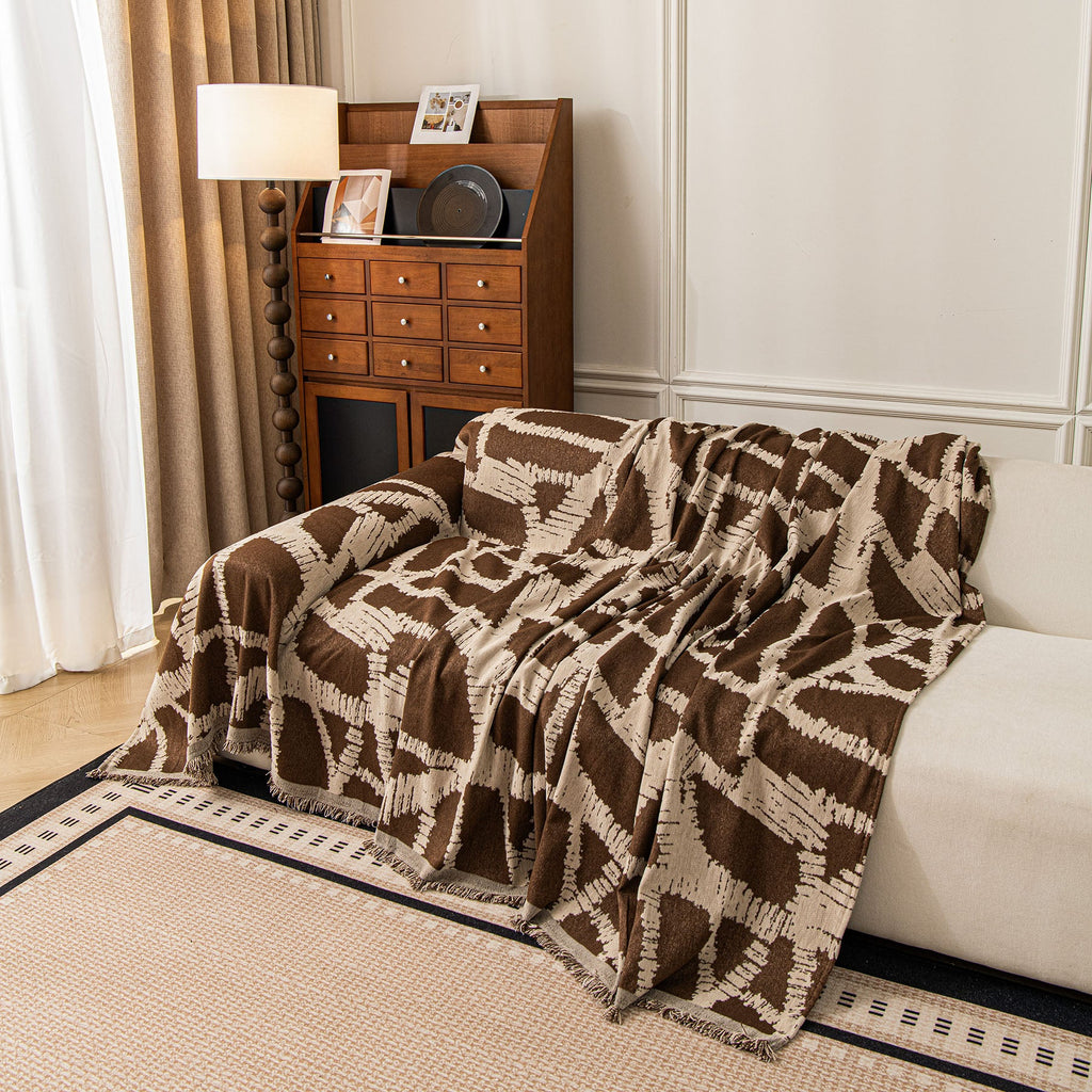 Modern Chenille Bold Abstract Pattern Sofa Cover, Artistic Decorative Furniture Cover