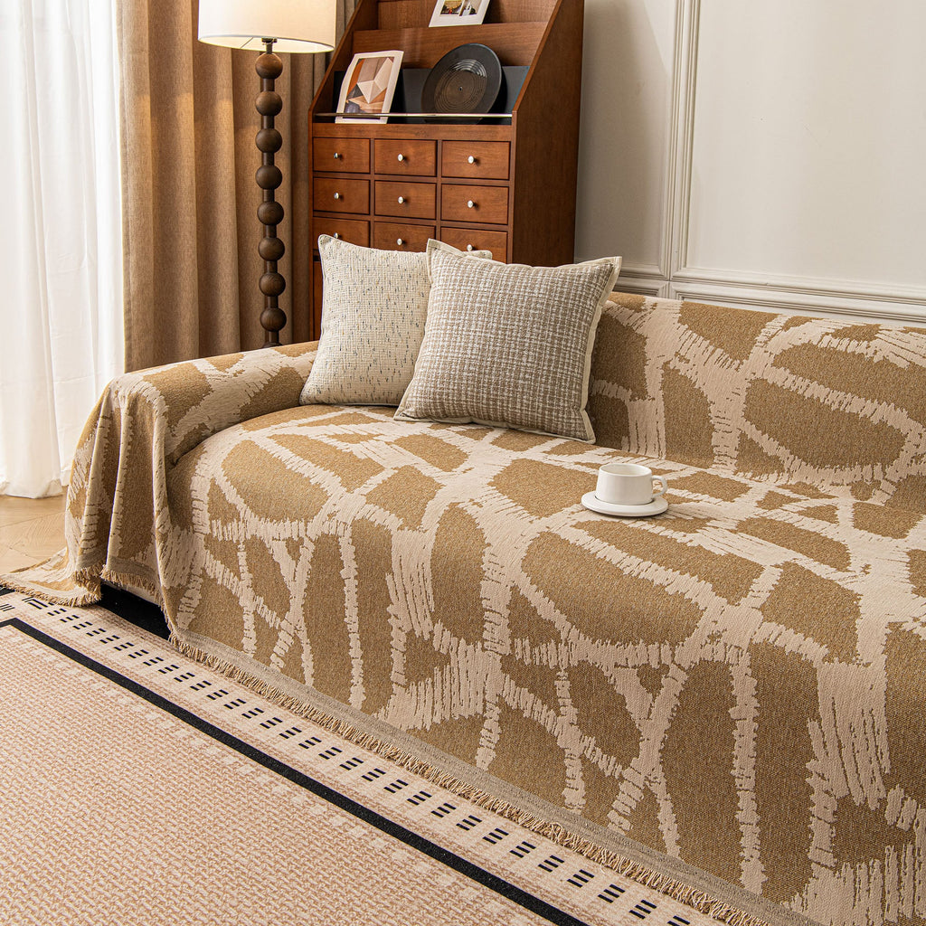 Modern Chenille Bold Abstract Pattern Sofa Cover, Artistic Decorative Furniture Cover