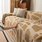 Modern Chenille Bold Abstract Pattern Sofa Cover, Artistic Decorative Furniture Cover