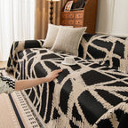 Modern Chenille Bold Abstract Pattern Sofa Cover, Artistic Decorative Furniture Cover