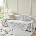 Plush Faux Fur Warm Sofa Cover with Waves Jacquard Textured Throw Blankets for Couch