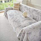 Plush Faux Fur Warm Sofa Cover with Waves Jacquard Textured Throw Blankets for Couch