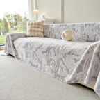Plush Faux Fur Warm Sofa Cover with Waves Jacquard Textured Throw Blankets for Couch
