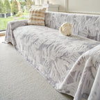 Plush Faux Fur Warm Sofa Cover with Waves Jacquard Textured Throw Blankets for Couch