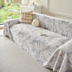 Plush Faux Fur Warm Sofa Cover with Waves Jacquard Textured Throw Blankets for Couch