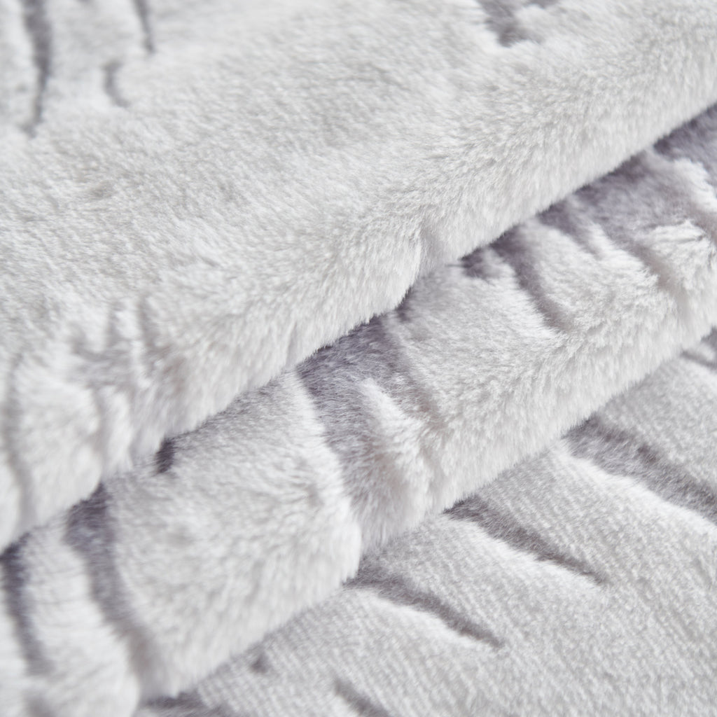 Plush Faux Fur Warm Sofa Cover with Waves Jacquard Textured Throw Blankets for Couch