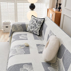 Reversible Ginkgo Leaf Furniture Slipcovers for Sofas Scratch Resistant Sectional Sofa Throw Covers