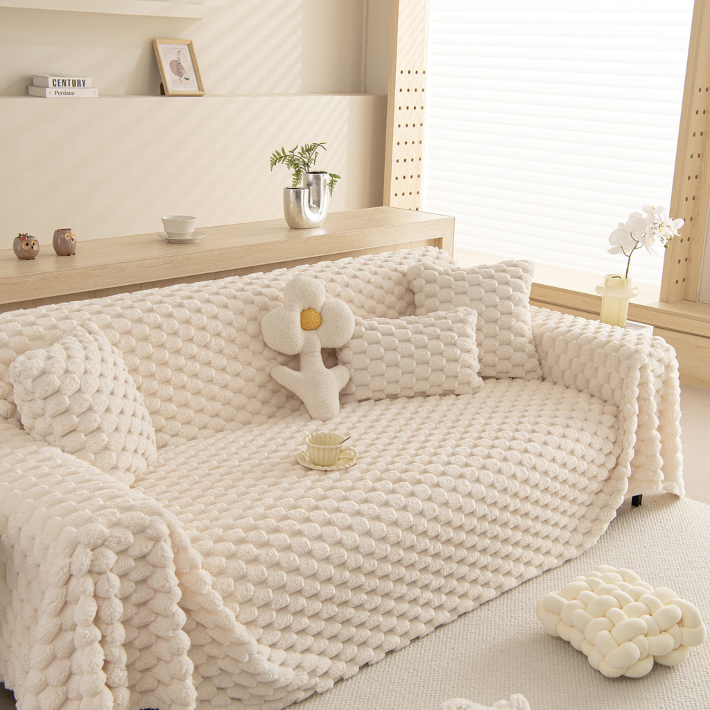 Thick Plush Faux Fur Couch Cover Blanket Warm Fuzzy Blanket Couch Protector for Winter