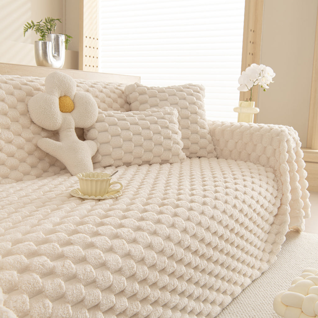 Thick Plush Faux Fur Couch Cover Blanket Warm Fuzzy Blanket Couch Protector for Winter