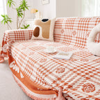 Chenille Houndstooth Sofa Throw Cover, Scratch Proof Cozy Throw Blankets for Couch