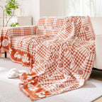 Chenille Houndstooth Sofa Throw Cover, Scratch Proof Cozy Throw Blankets for Couch