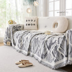 Soft Woven Leaf Couch Blanket, Pet-friendly Sectional Sofa Slipcover For Cats Dogs