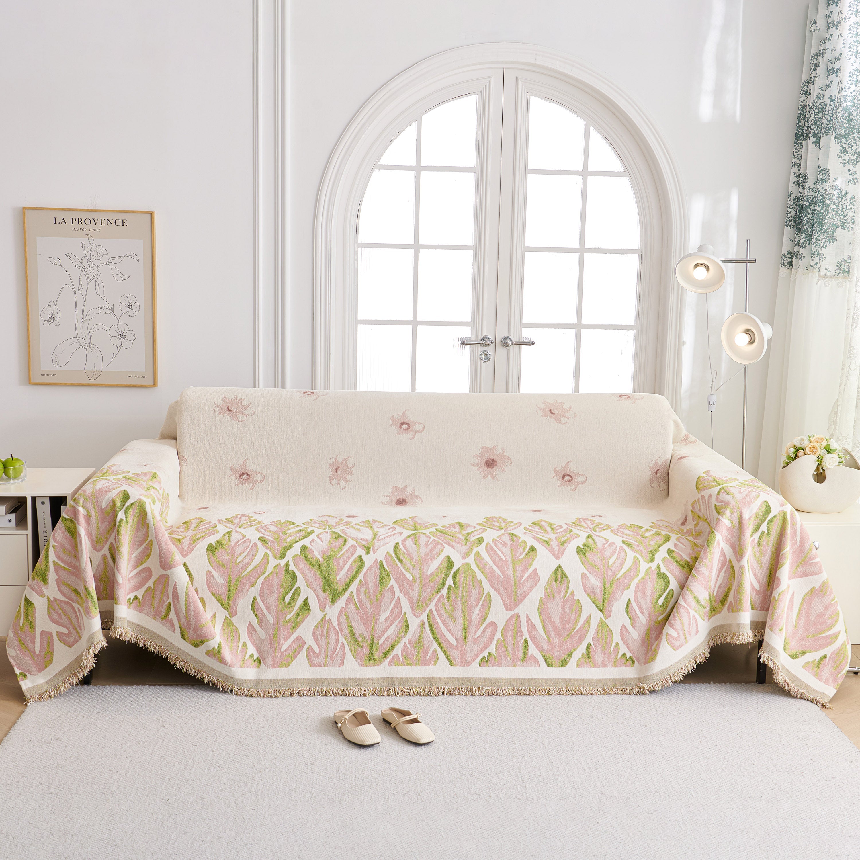 Soft Woven Leaf Couch Blanket, Pet-friendly Sectional Sofa Slipcover For Cats Dogs