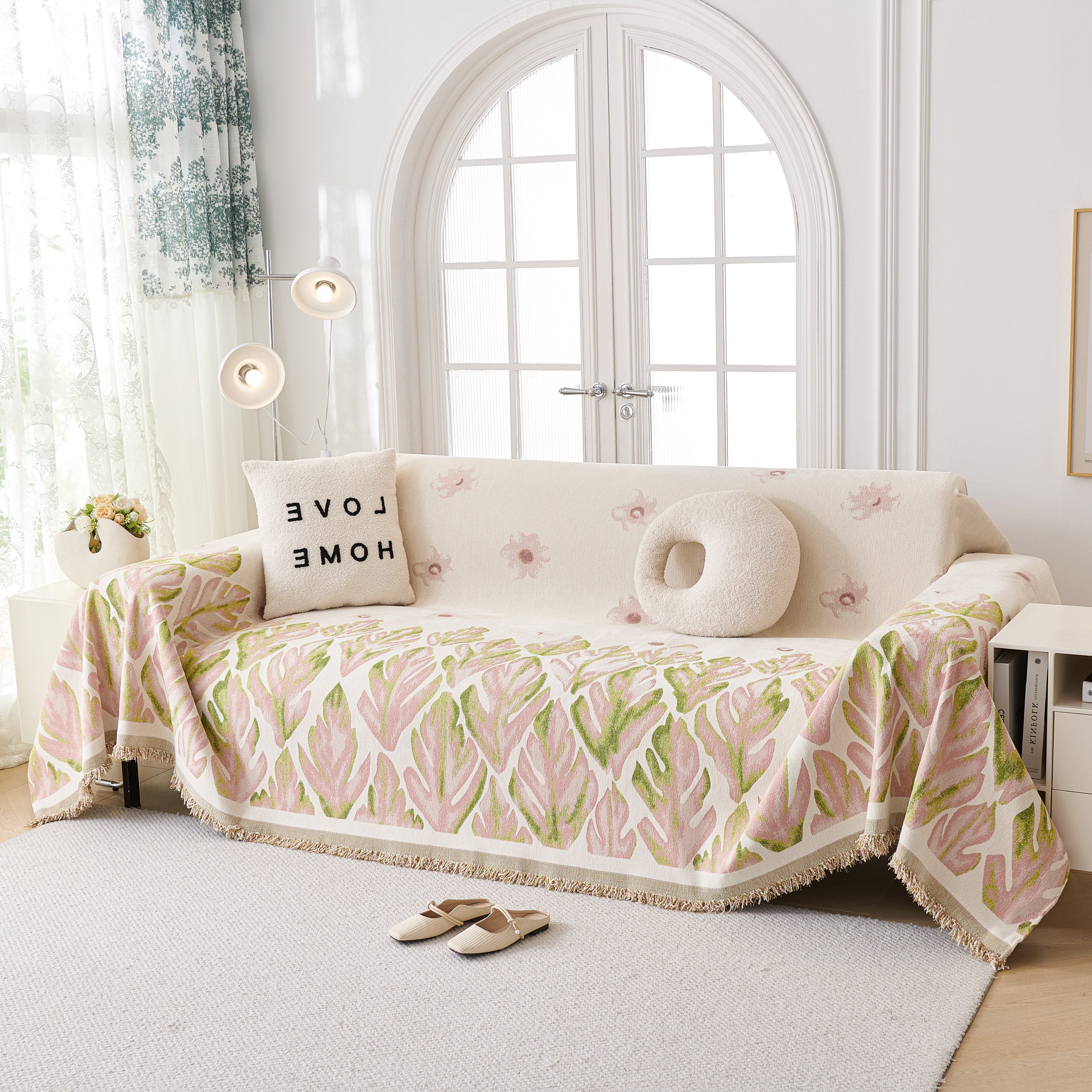 Soft Woven Leaf Couch Blanket, Pet-friendly Sectional Sofa Slipcover For Cats Dogs