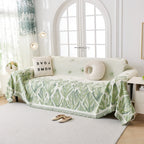 Soft Woven Leaf Couch Blanket, Pet-friendly Sectional Sofa Slipcover For Cats Dogs