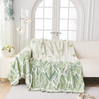 Soft Woven Leaf Couch Blanket, Pet-friendly Sectional Sofa Slipcover For Cats Dogs