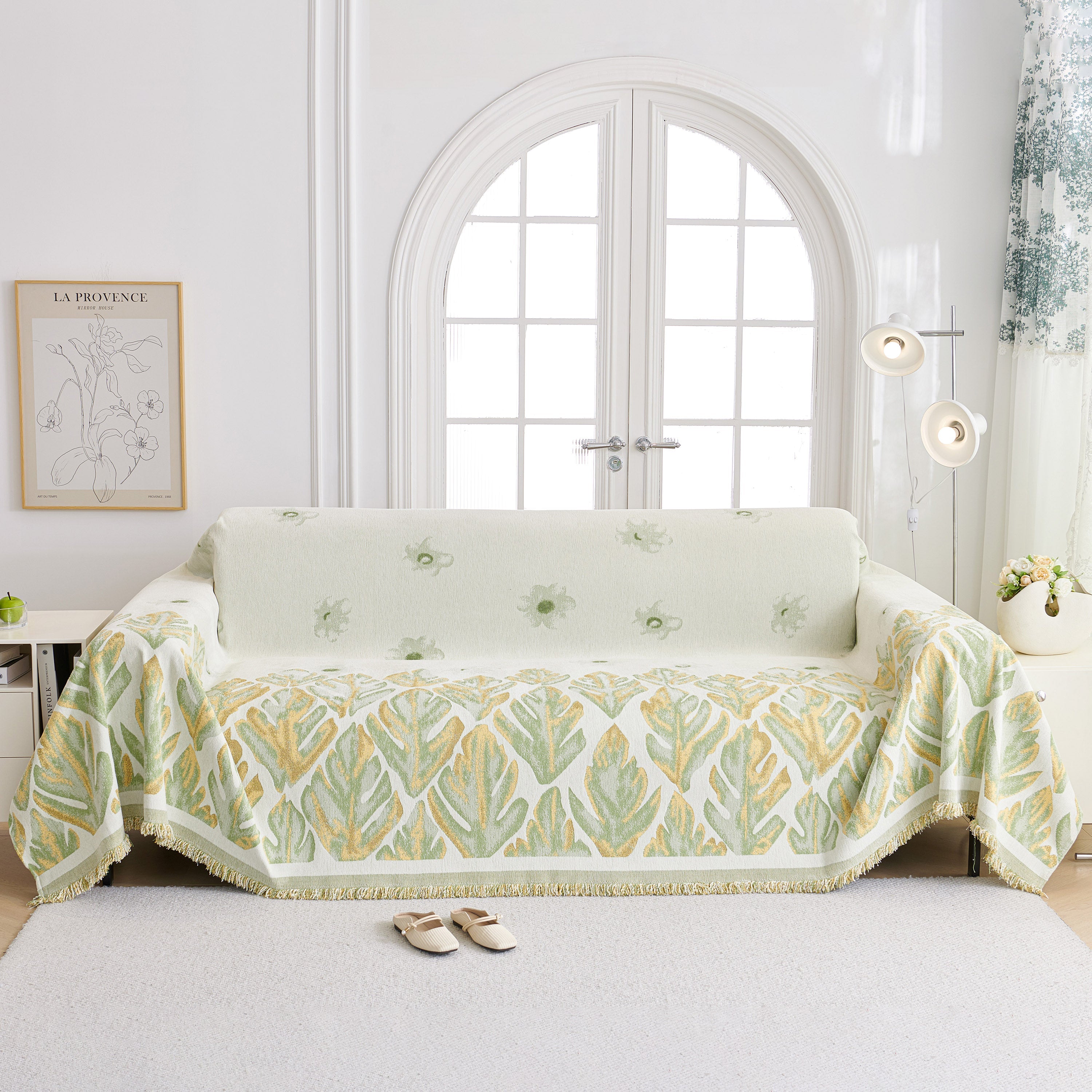 Soft Woven Leaf Couch Blanket, Pet-friendly Sectional Sofa Slipcover For Cats Dogs