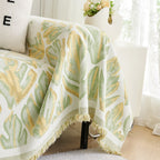 Soft Woven Leaf Couch Blanket, Pet-friendly Sectional Sofa Slipcover For Cats Dogs