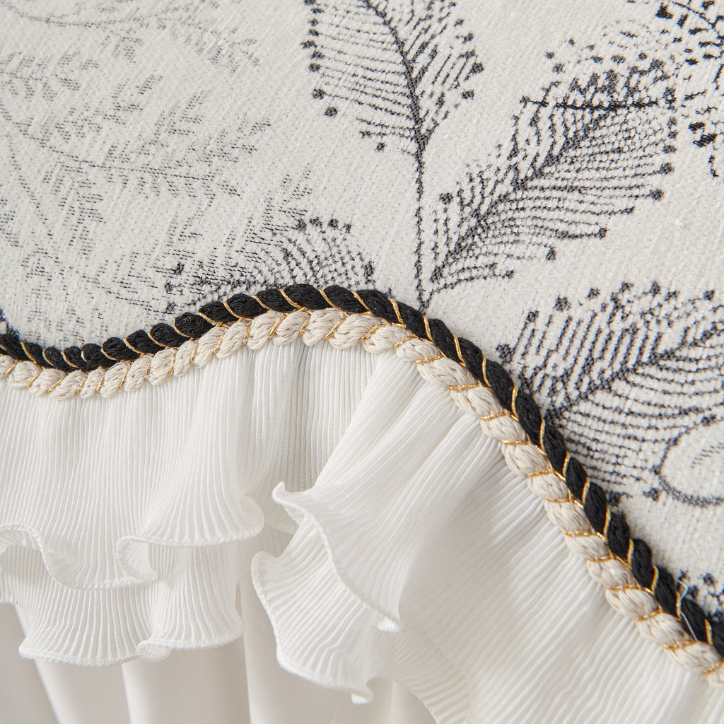 Farmhouse Ruffled Lace Sofa Slipcover Vintage Furniture Protector with Botanical Print