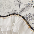 Farmhouse Ruffled Lace Sofa Slipcover Vintage Furniture Protector with Botanical Print