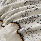 Farmhouse Ruffled Lace Sofa Slipcover Vintage Furniture Protector with Botanical Print