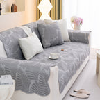 Sofa Cover for Leather & Fabric Couches, 3D Leaf Embossed Quilted Furniture Covers