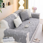 Sofa Cover for Leather & Fabric Couches, 3D Leaf Embossed Quilted Furniture Covers