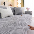 Sofa Cover for Leather & Fabric Couches, 3D Leaf Embossed Quilted Furniture Covers