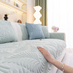 Sofa Cover for Leather & Fabric Couches, 3D Leaf Embossed Quilted Furniture Covers