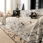 Large Floral Sofa Cover Throw Blanket, Plush Jacquard Non-Shedding Couch Cover for Pets