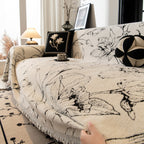 Large Floral Sofa Cover Throw Blanket, Plush Jacquard Non-Shedding Couch Cover for Pets