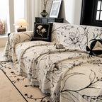Large Floral Sofa Cover Throw Blanket, Plush Jacquard Non-Shedding Couch Cover for Pets