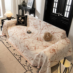 Large Floral Sofa Cover Throw Blanket, Plush Jacquard Non-Shedding Couch Cover for Pets