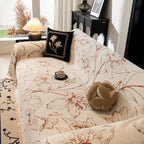 Large Floral Sofa Cover Throw Blanket, Plush Jacquard Non-Shedding Couch Cover for Pets