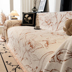 Large Floral Sofa Cover Throw Blanket, Plush Jacquard Non-Shedding Couch Cover for Pets