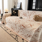 Large Floral Sofa Cover Throw Blanket, Plush Jacquard Non-Shedding Couch Cover for Pets