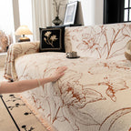 Large Floral Sofa Cover Throw Blanket, Plush Jacquard Non-Shedding Couch Cover for Pets