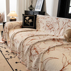 Large Floral Sofa Cover Throw Blanket, Plush Jacquard Non-Shedding Couch Cover for Pets