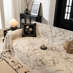 Large Floral Sofa Cover Throw Blanket, Plush Jacquard Non-Shedding Couch Cover for Pets