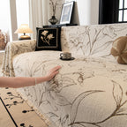 Large Floral Sofa Cover Throw Blanket, Plush Jacquard Non-Shedding Couch Cover for Pets