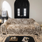 Large Floral Sofa Cover Throw Blanket, Plush Jacquard Non-Shedding Couch Cover for Pets