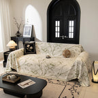 Large Floral Sofa Cover Throw Blanket, Plush Jacquard Non-Shedding Couch Cover for Pets