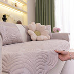 Sofa Cover for Leather & Fabric Couches, 3D Leaf Embossed Quilted Furniture Covers