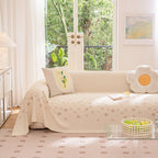 Cooling Ice Silk Sofa Cover Blanket, Floral Soft Silky Breathable Couch Throw Cover